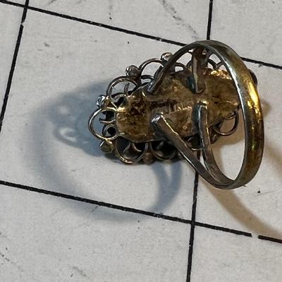 Silver Filagree and Mother of Pearl Mothers Ring