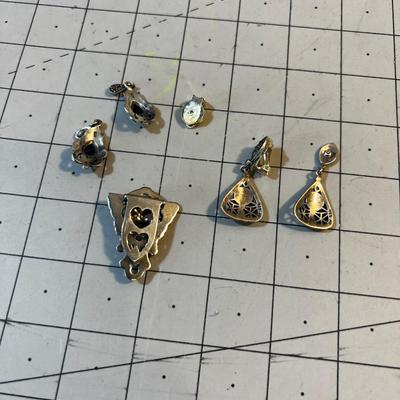 Marcasite Sterling Show Buckle and 2 sets of Earrings