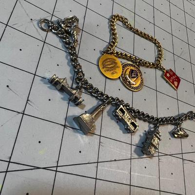 2 Charm Bracelets: San Francisco and Jr. Miss Pageant Pins