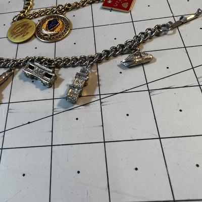 2 Charm Bracelets: San Francisco and Jr. Miss Pageant Pins