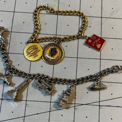 2 Charm Bracelets: San Francisco and Jr. Miss Pageant Pins