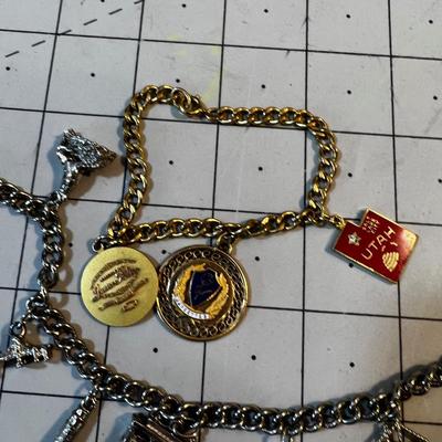 2 Charm Bracelets: San Francisco and Jr. Miss Pageant Pins