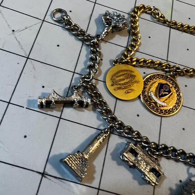 2 Charm Bracelets: San Francisco and Jr. Miss Pageant Pins