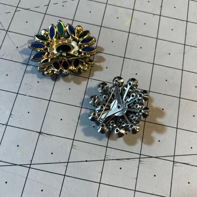 2 Cut Glass Pins VINTAGE