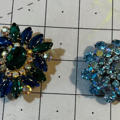 2 Cut Glass Pins VINTAGE