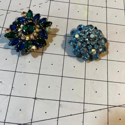 2 Cut Glass Pins VINTAGE