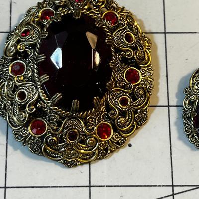 Gorgeous Red Earrings and Pin From Germany! 