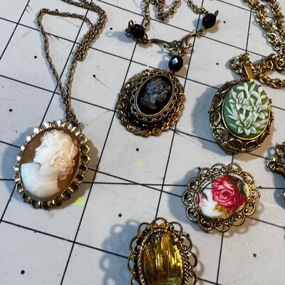 Cameo Style Pendants and Earrings