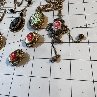 Cameo Style Pendants and Earrings