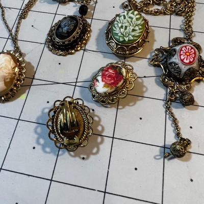 Cameo Style Pendants and Earrings