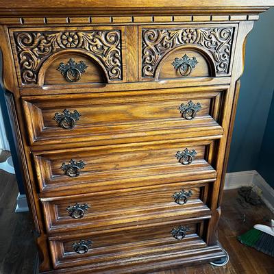 Oak Highboy Dresser Chest of Drawers , by Link-Taylor