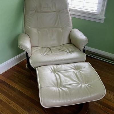 Chair Works Lounge Chair with ottoman WHITE Leather 