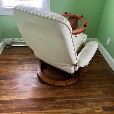Chair Works Lounge Chair with ottoman WHITE Leather 