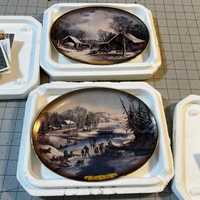 2 Currier & Ives Plates New 