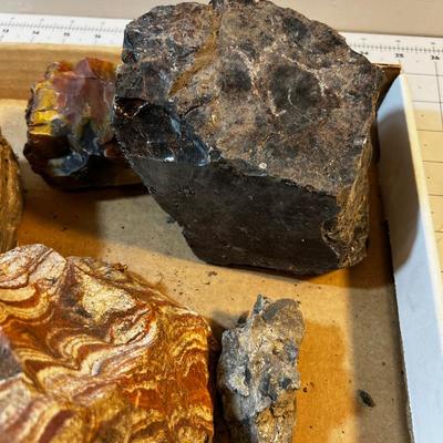 Box of Rocks; Obsidian, Petrified, Pyrite(MONEY Rock), Wonder stone. 