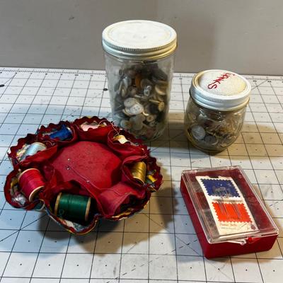 Button, Needles and Pin Cushions