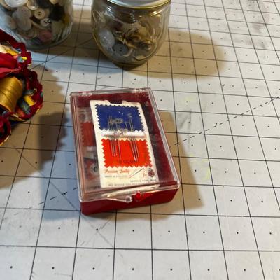 Button, Needles and Pin Cushions