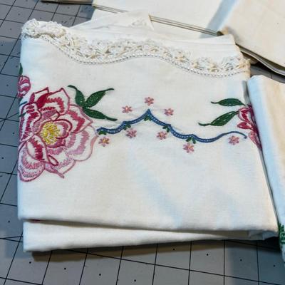 5 Hand Embroidered Pillowcase Sets