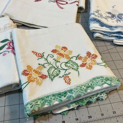 5 Hand Embroidered Pillowcase Sets