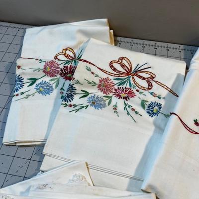 5 Hand Embroidered Pillowcase Sets