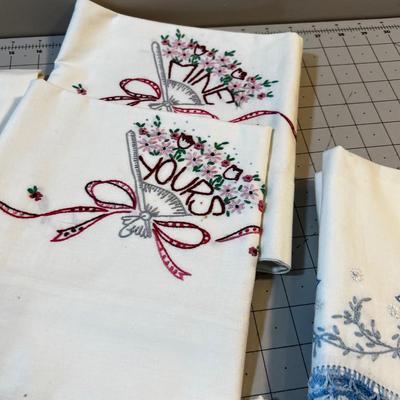 5 Hand Embroidered Pillowcase Sets