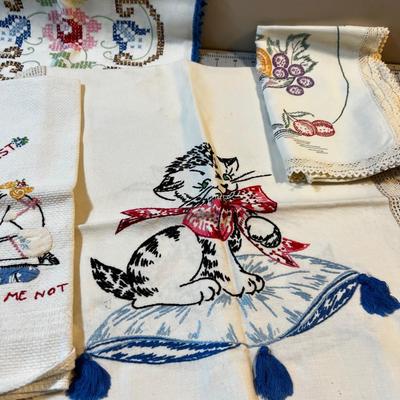Lot of Embroidered Towels and Runners