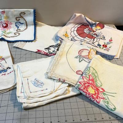 Lot of Embroidered Towels and Runners