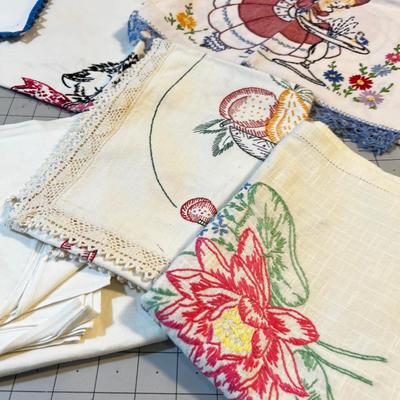 Lot of Embroidered Towels and Runners