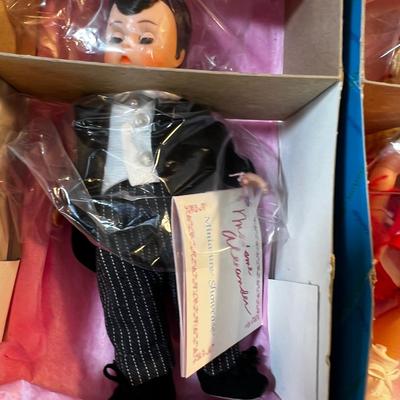 Madam Alexander Dolls (6) 6 " Tall: Rhett, Ashely, Groom, Nurse, Cheerleader and Huckleberry Finn  NEW in the box. 