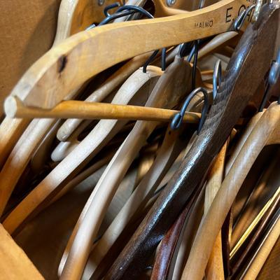 Box of Wood Hangers 