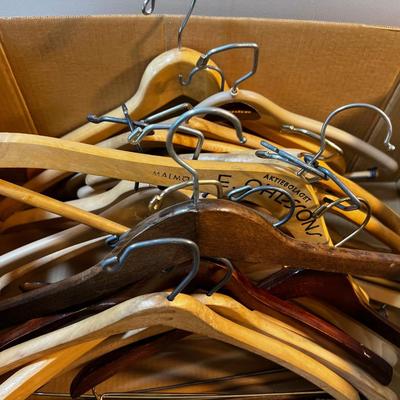 Box of Wood Hangers 