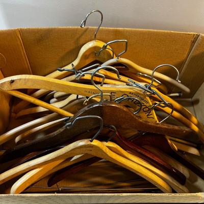 Box of Wood Hangers 
