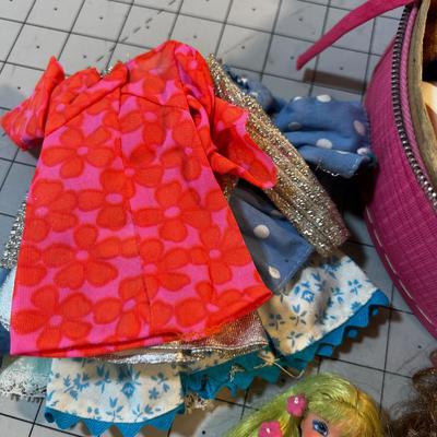 Polly Pockets, Troll Dolls in round Vinal Case. 