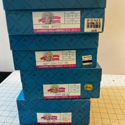 (4) Madam  Alexander Country Dolls 7": Snow White, Daffy Down Dilly, Sulky Sue, Amy