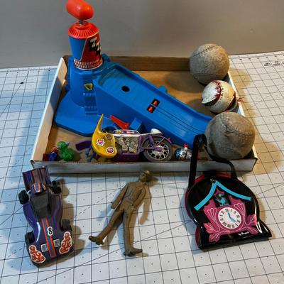 Vintage Toys: Car, Cowboy, Robot, Baseball 