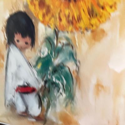 Print  Boy with Sun Flower Native American by DeGrazia 