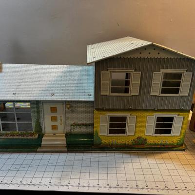 Tin Litho Doll House by Marx, Furnished 