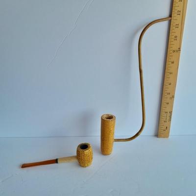 Missouri Corn Cob pipe Meerschaum and Corn Cob pipe with a long stem