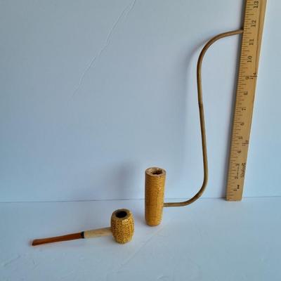 Missouri Corn Cob pipe Meerschaum and Corn Cob pipe with a long stem