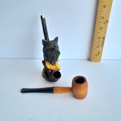 Wolf tobacco pipe and Missouri Hardwood Meerschaum wooden tobacco pipe