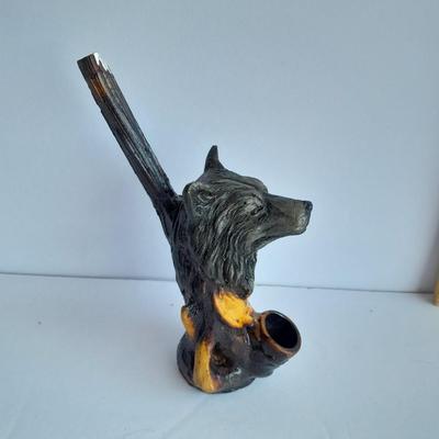 Wolf tobacco pipe and Missouri Hardwood Meerschaum wooden tobacco pipe