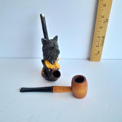 Wolf tobacco pipe and Missouri Hardwood Meerschaum wooden tobacco pipe