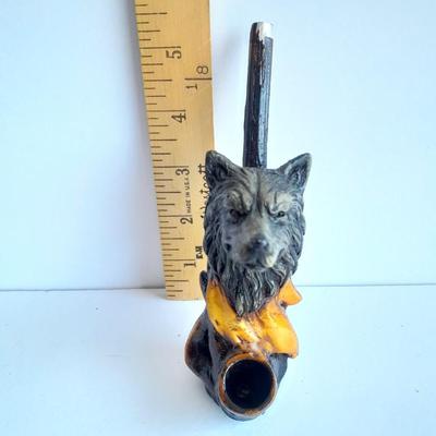 Wolf tobacco pipe and Missouri Hardwood Meerschaum wooden tobacco pipe