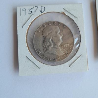 Benjamin Franklin Half Dollar coins 1953, 1954, 1957, and 1960