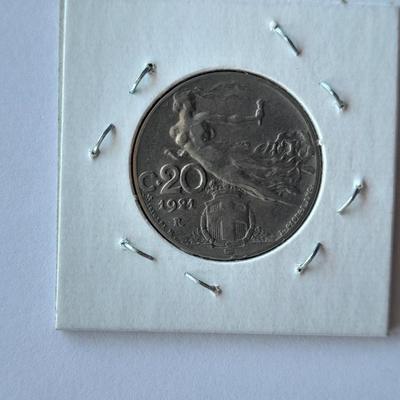 1952 Silver Canada Dollar and 1921 R. Italia Flying Victory Silver coin