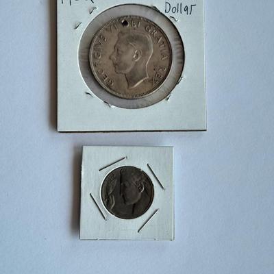 1952 Silver Canada Dollar and 1921 R. Italia Flying Victory Silver coin