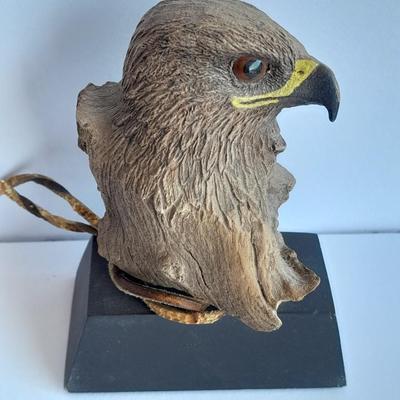 Limited Edition Red tail hawk with arrowhead, and a faux knife on an antler