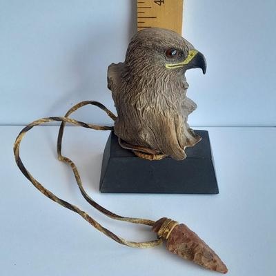 Limited Edition Red tail hawk with arrowhead, and a faux knife on an antler