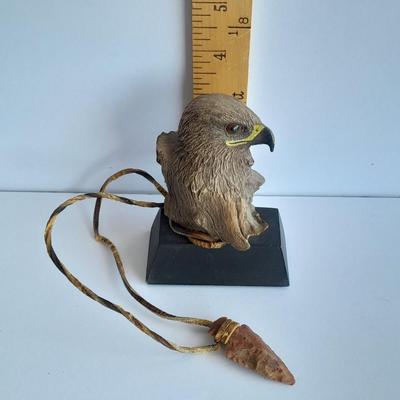Limited Edition Red tail hawk with arrowhead, and a faux knife on an antler