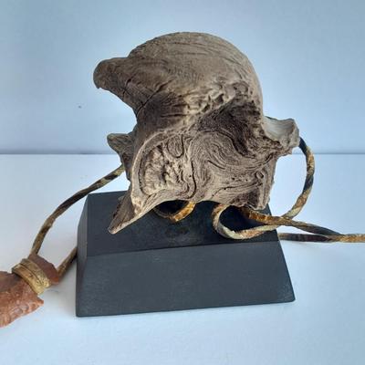 Limited Edition Red tail hawk with arrowhead, and a faux knife on an antler